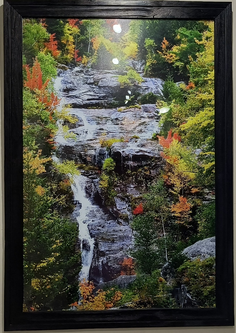 Product Description: New England Waterfall</br></br>20x30 Black Wooden Frame</br> New England Waterfall